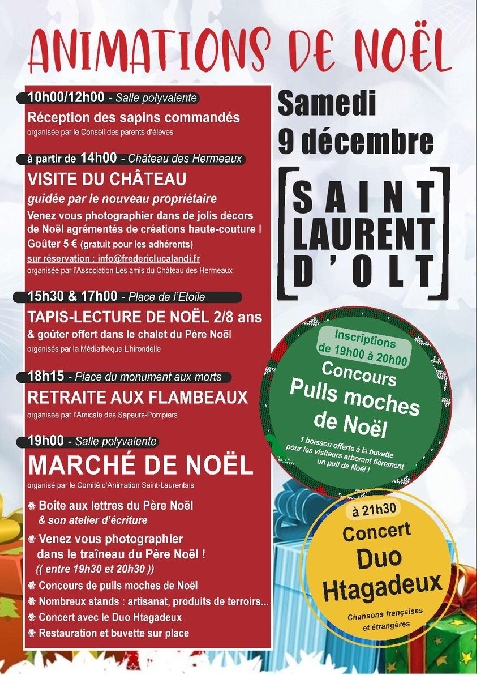 Animations et Marché de Noël à St Laurent d'Olt