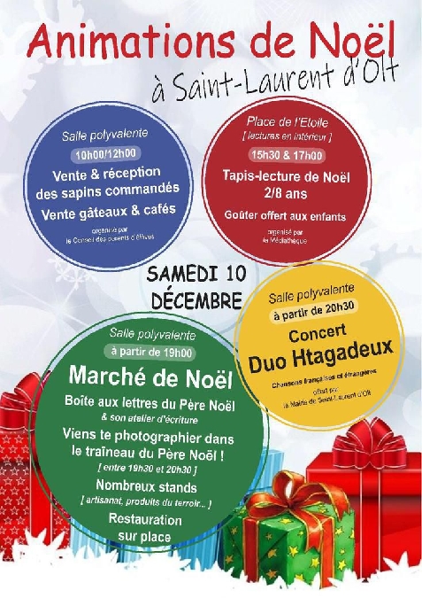 Animations et Marché de Noël à St Laurent d'Olt