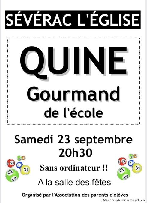 Quine gourmand de l'APE Sévérac l'Eglise