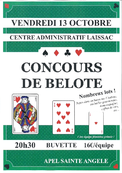 Concours de belote de l'APEL Sainte Angèle