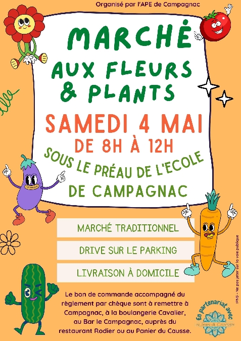 Marché aux fleurs et plants à Campagnac Le 4 mai 2024