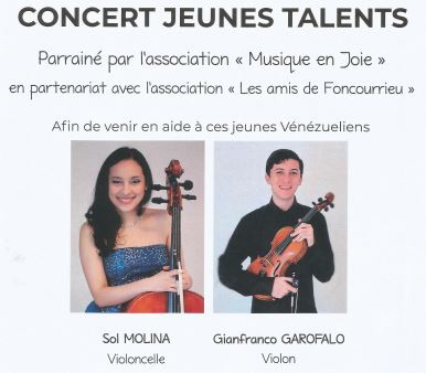 Concert à Foncourrieu : violons et violoncelles Le 15 juil 2024