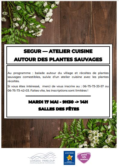 Sur inscription Découverte des plantes sauvages & atelier cuisine ©OFFICE DE TOURISME DE PARELOUP LEVEZOU Sur inscription Découverte des plantes sauvages & atelier cuisine ©OFFICE DE TOURISME DE PARELOUP LEVEZOU