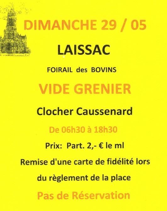 Vide grenier du Club du Clocher Caussenard à Laissac