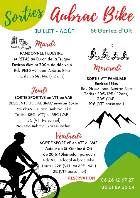 Sortie sportive en VTT ou VAE autour de St Geniez avec Aubrac Bike