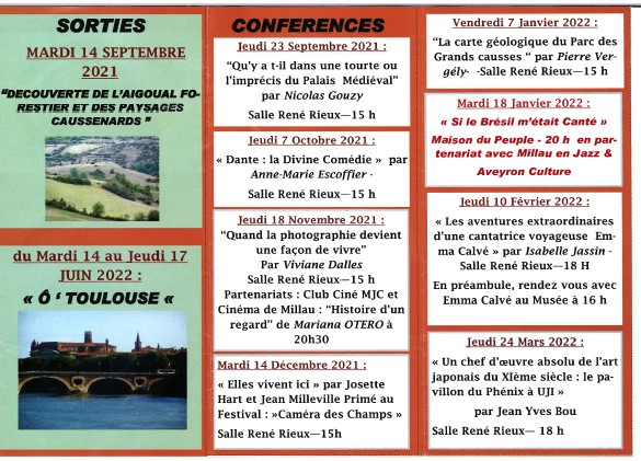 Conférences et sorties Association Culturelle du Sud Aveyron ( ACSA)