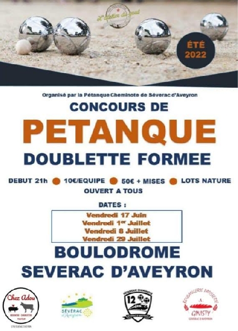 Concours de pétanque doublette formée à Sévérac-le-Château