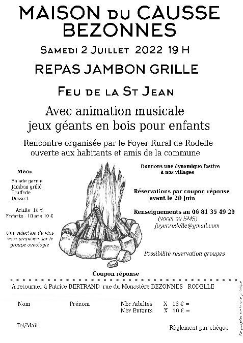 Repas jambon grillé et Feu de la St Jean [ANNULÉ]