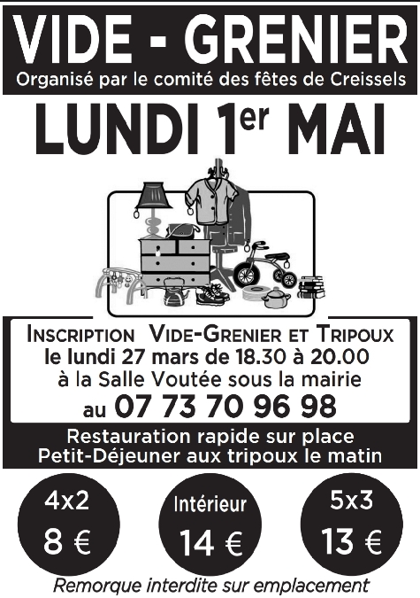 Vide grenier - Comité des fêtes de Creissels