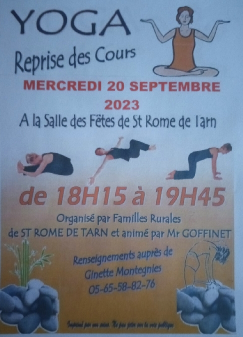 Séances de Yoga Du 20/9/2023 au 29/5/2024