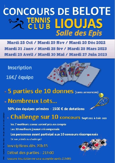 Concours de belote à Lioujas