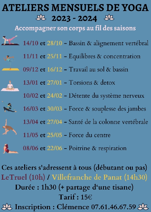 Ateliers mensuels de Yoga Le 8 juin 2024