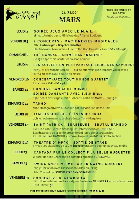 La prog' de mars - Le Pic Vert