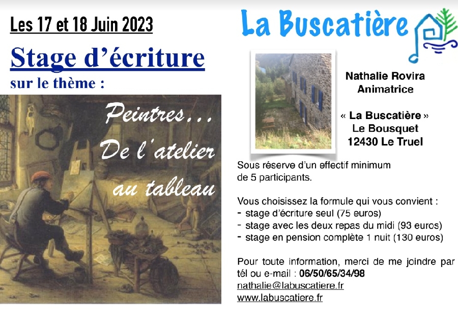 Stage d'écriture : peintres.. de l'atelier au tableau