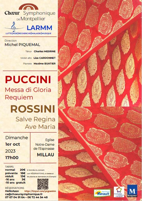 Concert Puccini Messa di Gloria Requiem Rossini - Choeur Symphonique de Montpellier