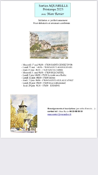 Sortie Aquarelle à Ste Eulalie d'Olt