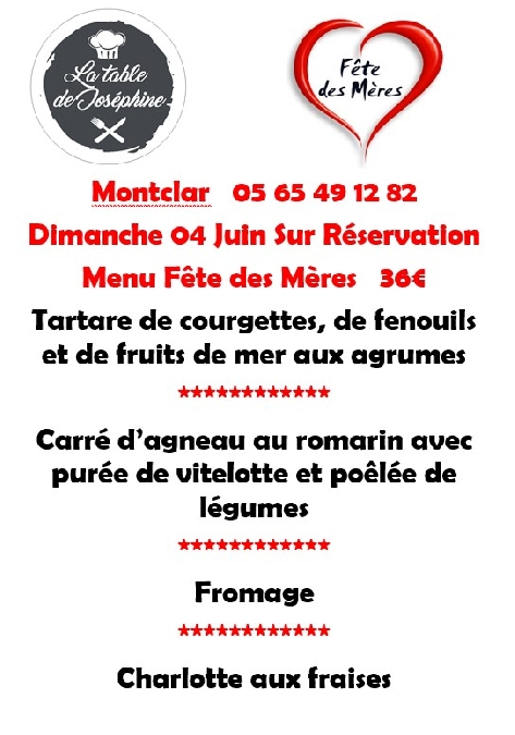Menu spécial Fête des Mères