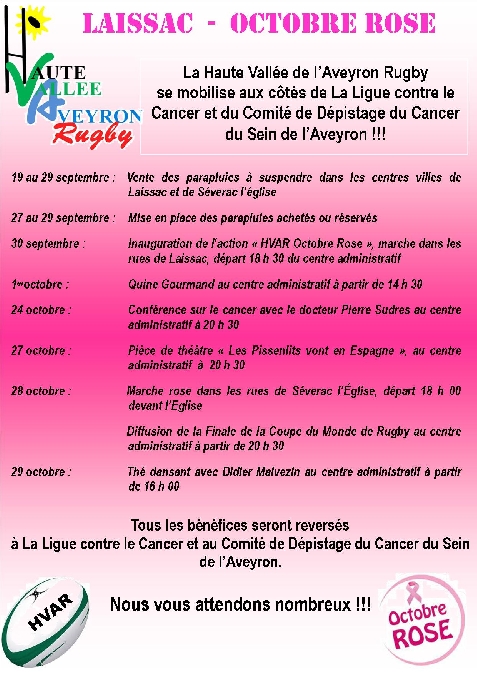 Vente de parapluies au profit d'Octobre Rose à Laissac