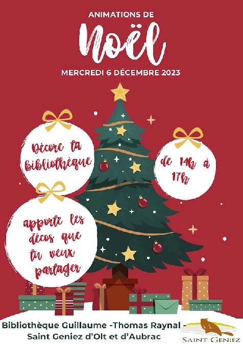 Animation de noël à la bibliothèque de St Geniez d'Olt : Décore ta bibliothèque