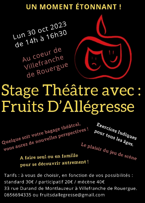 Stage de théâtre par la Cie Fruits d'Allégresse