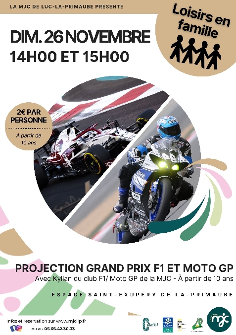 LOISIRS EN FAMILLE : Projection grand prix F1 et Moto GP