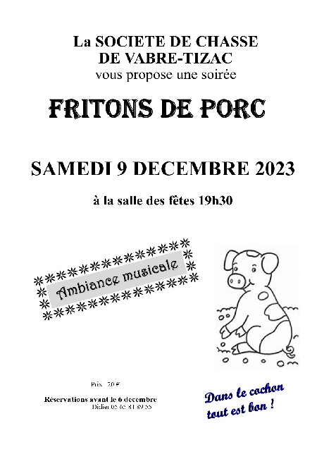 Soirée fritons de porc à Vabre-Tizac