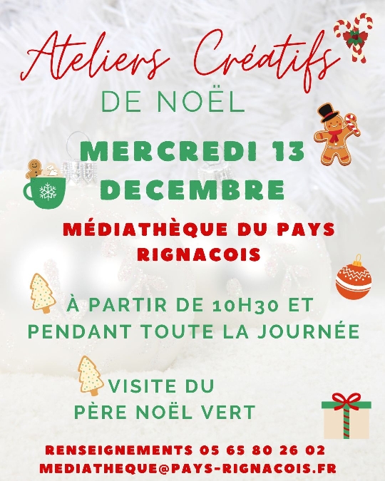 Ateliers créatifs à la Médiathèque du Pays Rignacois