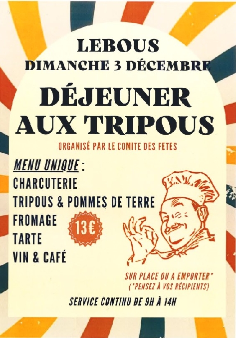 Déjeuner aux tripous à Lebous