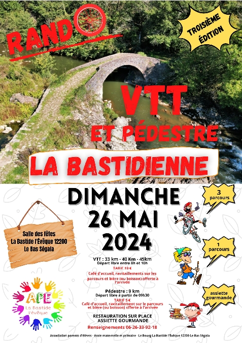 Rando VTT et pédestre "La Bastidienne" à La Bastide... Du 26 au 27 mai 2024