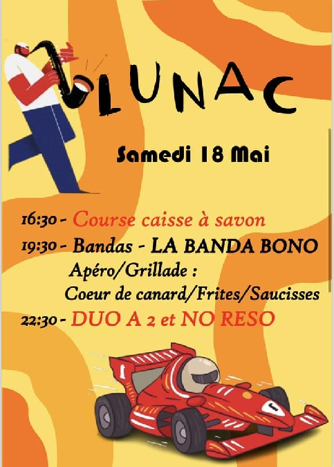 Fête de Lunac - Course de caisses à savon et concert Le 18 mai 2024