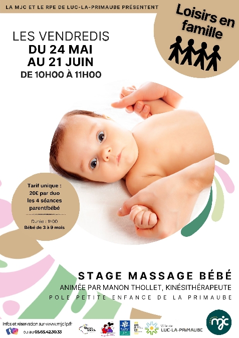 STAGES : Massages bébé Du 24 mai au 21 juin 2024