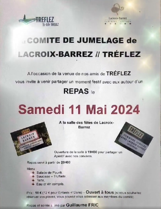 Repas du comité de jumelage Lacroix- Tréflez Le 11 mai 2024