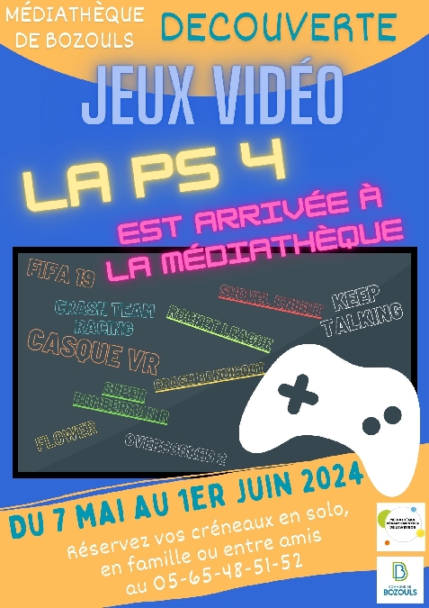 Découverte jeux vidéos à la médiathèque Du 7 mai au 1 juin 2024